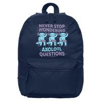 Never Stop Wondering AXOLOTL QUESTIONS 16 in Basic Backpack