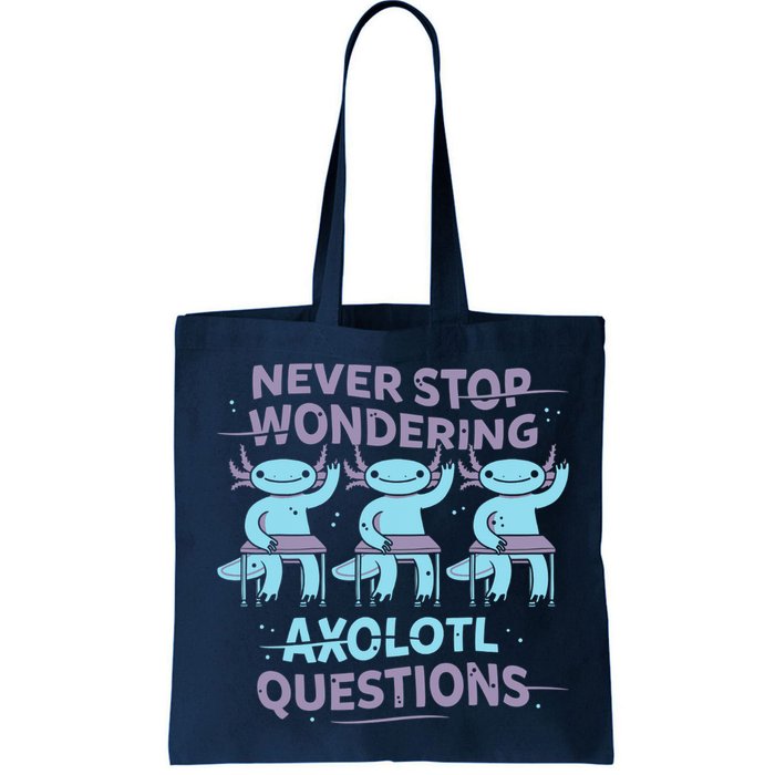 Never Stop Wondering AXOLOTL QUESTIONS Bag