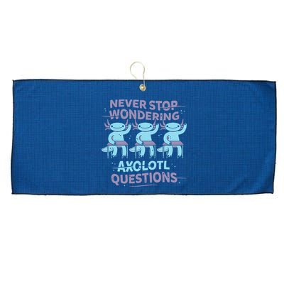 Never Stop Wondering AXOLOTL QUESTIONS Large Microfiber Waffle Golf Towel