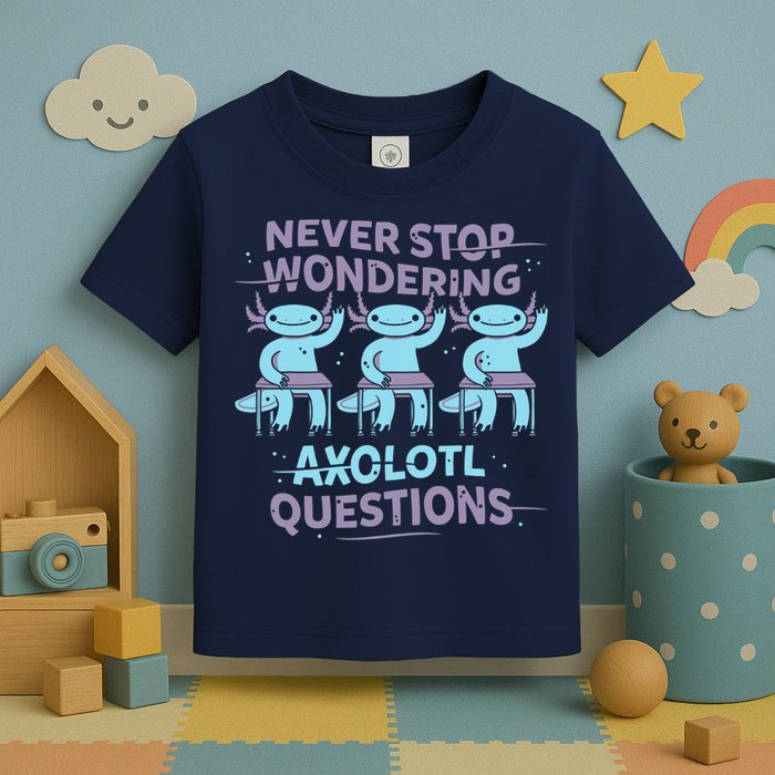 Never Stop Wondering AXOLOTL QUESTIONS Toddler T-Shirt