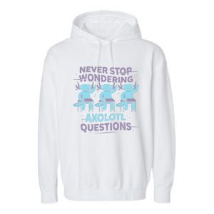 Never Stop Wondering AXOLOTL QUESTIONS Garment-Dyed Fleece Hoodie