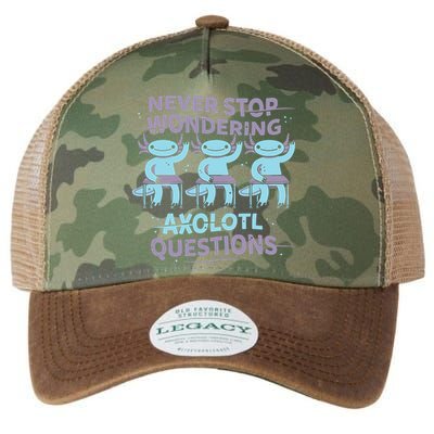 Never Stop Wondering Axolotl Questions Legacy Tie Dye Trucker Hat