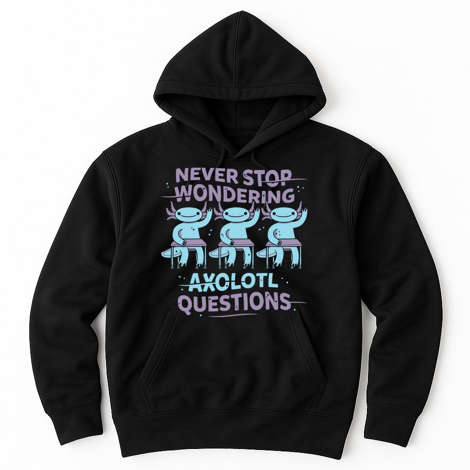 Never Stop Wondering Axolotl Questions Hoodie