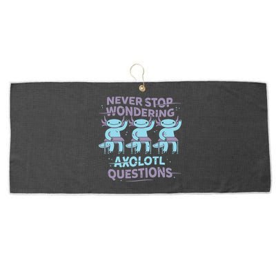 Never Stop Wondering Axolotl Questions Large Microfiber Waffle Golf Towel