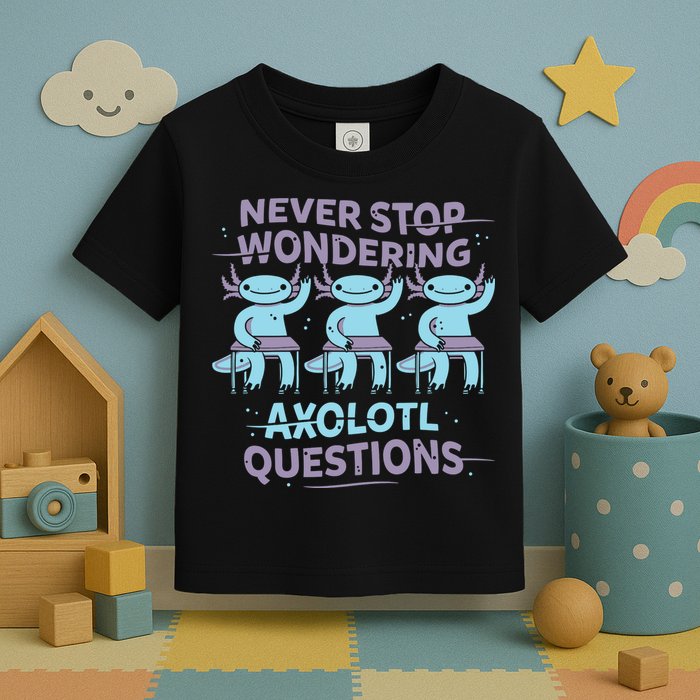 Never Stop Wondering Axolotl Questions Toddler T-Shirt