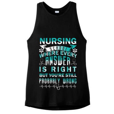 Nursing School Where Every Answer Is Right But You're Still Probably Wrong Ladies PosiCharge Tri-Blend Wicking Tank