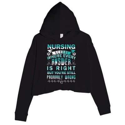 Nursing School Where Every Answer Is Right But You're Still Probably Wrong Crop Fleece Hoodie