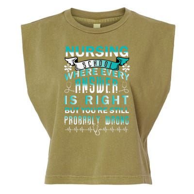 Nursing School Where Every Answer Is Right But You're Still Probably Wrong Garment-Dyed Women's Muscle Tee