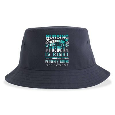 Nursing School Where Every Answer Is Right But You're Still Probably Wrong Sustainable Bucket Hat
