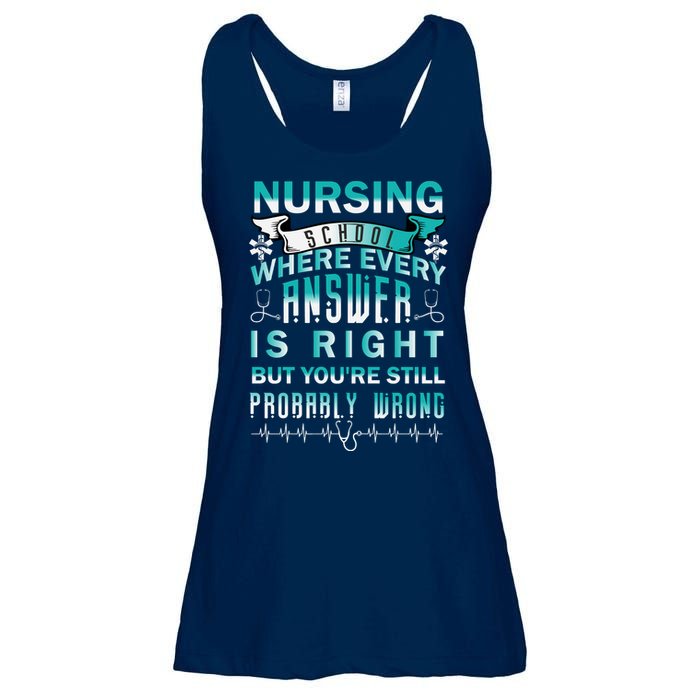 Nursing School Where Every Answer Is Right But You're Still Probably Wrong Ladies Essential Flowy Tank