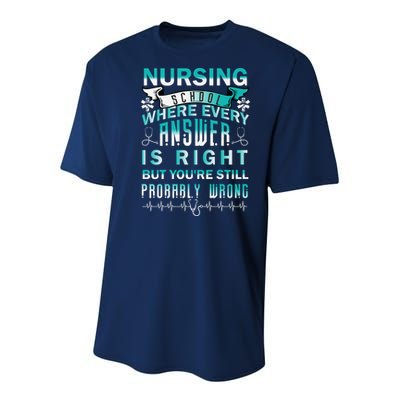 Nursing School Where Every Answer Is Right But You're Still Probably Wrong Youth Performance Sprint T-Shirt