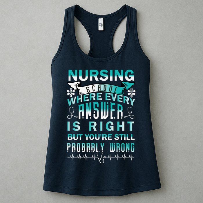 Nursing School Where Every Answer Is Right But You're Still Probably Wrong Womens Tank Top