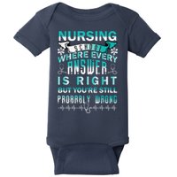 Nursing School Where Every Answer Is Right But You're Still Probably Wrong Baby Bodysuit
