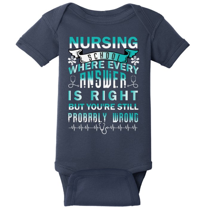 Nursing School Where Every Answer Is Right But You're Still Probably Wrong Baby Bodysuit