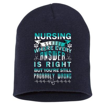 Nursing School Where Every Answer Is Right But You're Still Probably Wrong Short Acrylic Beanie