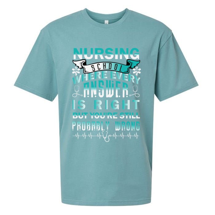 Nursing School Where Every Answer Is Right But You're Still Probably Wrong Sueded Cloud Jersey T-Shirt