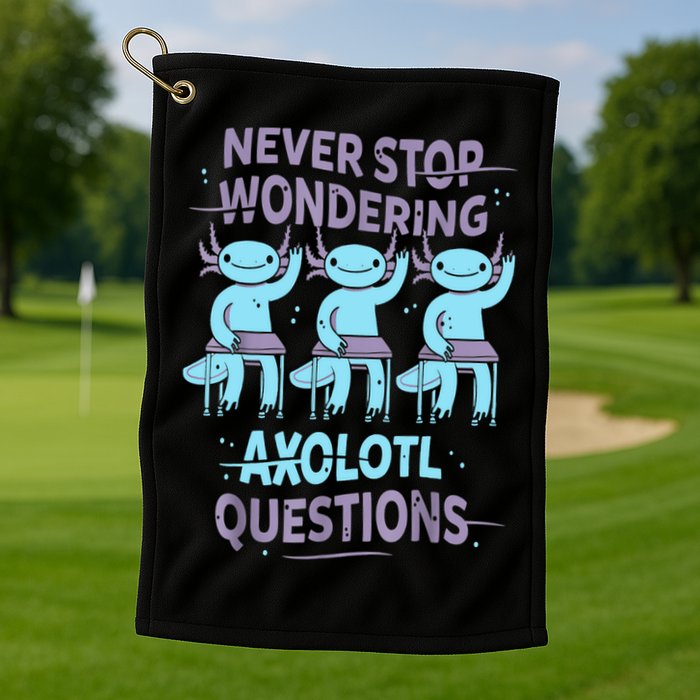 Never Stop Wondering AXOLOTL QUESTIONS For Axolotl Lovers Golf Towel