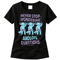 Never Stop Wondering AXOLOTL QUESTIONS For Axolotl Lovers Womens T-Shirt