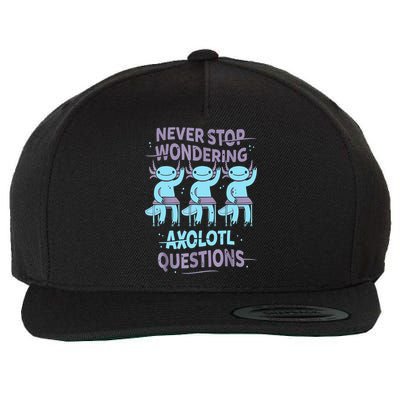Never Stop Wondering AXOLOTL QUESTIONS For Axolotl Lovers Wool Snapback Cap