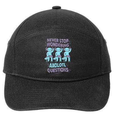 Never Stop Wondering AXOLOTL QUESTIONS For Axolotl Lovers 7-Panel Snapback Hat