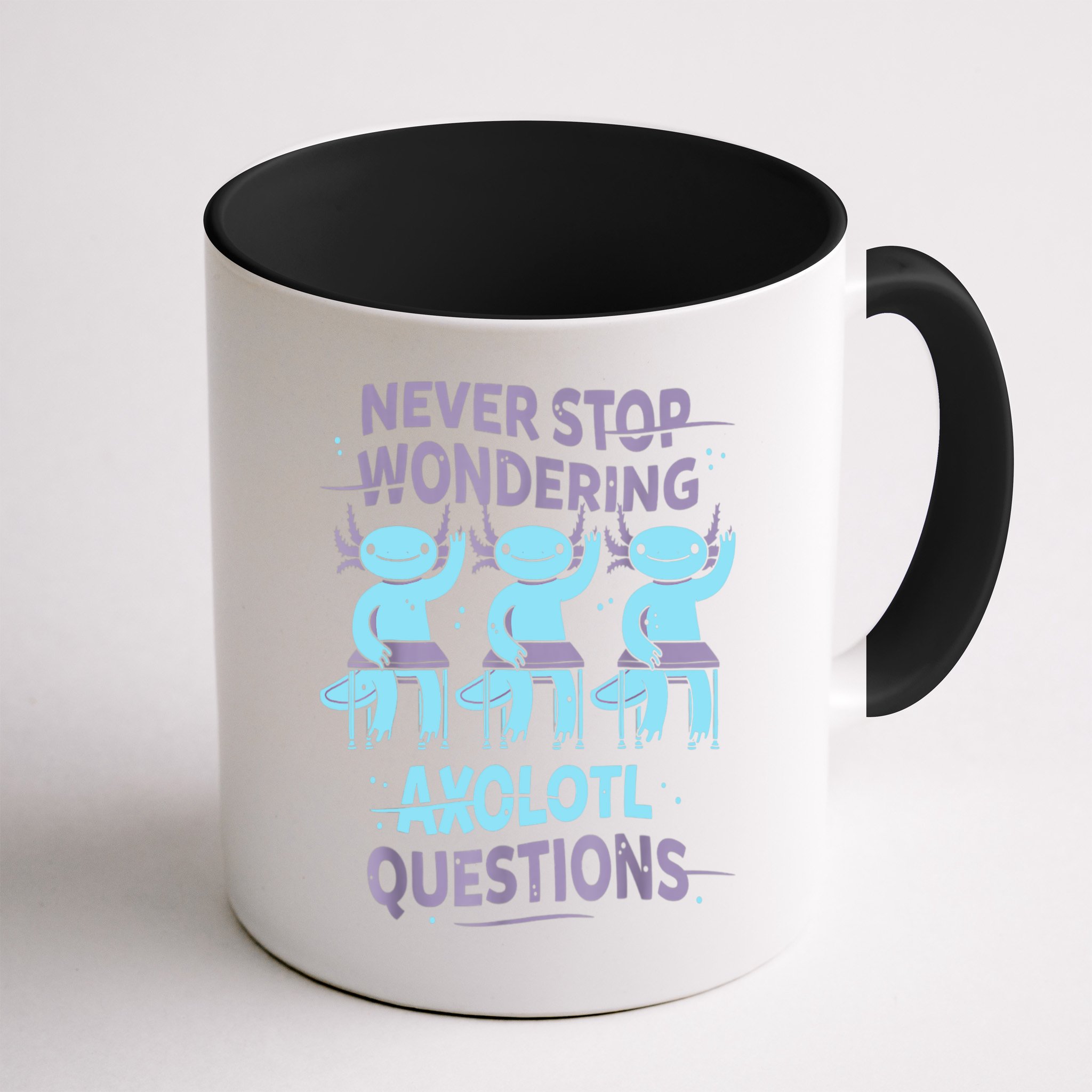 Never Stop Wondering AXOLOTL QUESTIONS For Axolotl Lovers Mug