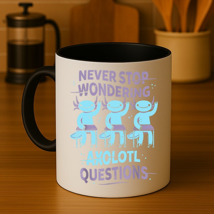 Never Stop Wondering AXOLOTL QUESTIONS For Axolotl Lovers Mug