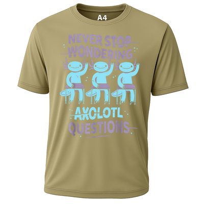 Never Stop Wondering AXOLOTL QUESTIONS For Axolotl Lovers Performance Shirt