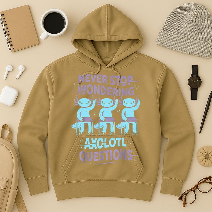Never Stop Wondering AXOLOTL QUESTIONS For Axolotl Lovers Hoodie