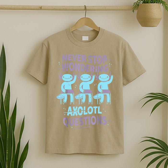Never Stop Wondering AXOLOTL QUESTIONS For Axolotl Lovers T-Shirt