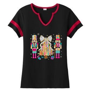 Nutcracker Squad Xmas Christmas Tree Ladies Halftime Notch Neck Tee