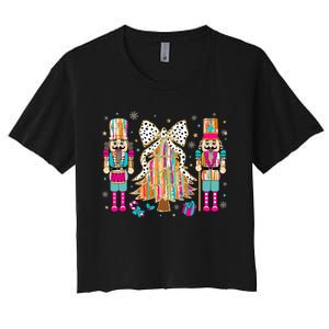 Nutcracker Squad Xmas Christmas Tree Women's Crop Top Tee