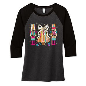 Nutcracker Squad Xmas Christmas Tree Women's Tri-Blend 3/4-Sleeve Raglan Shirt