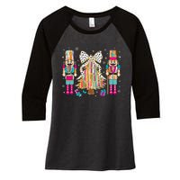 Nutcracker Squad Xmas Christmas Tree Women's Tri-Blend 3/4-Sleeve Raglan Shirt