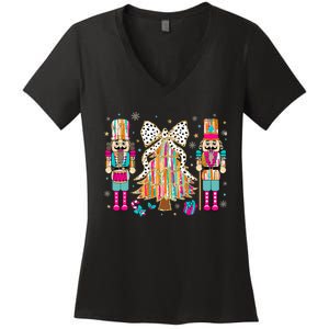 Nutcracker Squad Xmas Christmas Tree Women's V-Neck T-Shirt