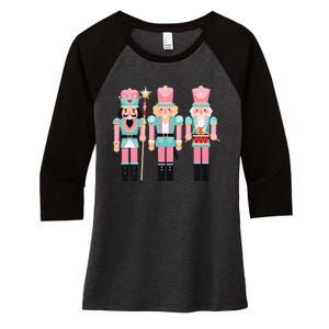 Nutcracker Squad Xmas Christmas Pajamas Women's Tri-Blend 3/4-Sleeve Raglan Shirt