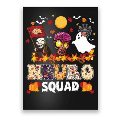 Neuro Squad Zombies Boo Brain Flag Halloween Spooky Season Poster