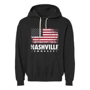 Nashville Tennessee 4th Of July American Flag Usa America Garment-Dyed Fleece Hoodie