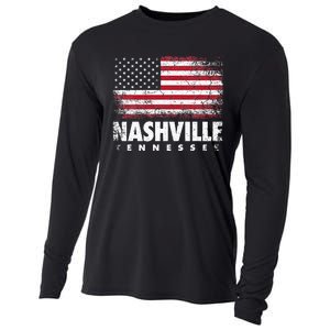 Nashville Tennessee 4th Of July American Flag Usa America Cooling Performance Long Sleeve Crew