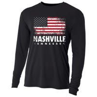 Nashville Tennessee 4th Of July American Flag Usa America Cooling Performance Long Sleeve Crew