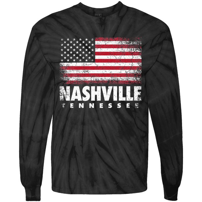 Nashville Tennessee 4th Of July American Flag Usa America Tie-Dye Long Sleeve Shirt