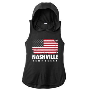 Nashville Tennessee 4th Of July American Flag Usa America Ladies PosiCharge Tri-Blend Wicking Draft Hoodie Tank