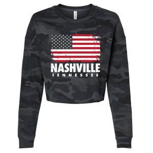 Nashville Tennessee 4th Of July American Flag Usa America Cropped Pullover Crew