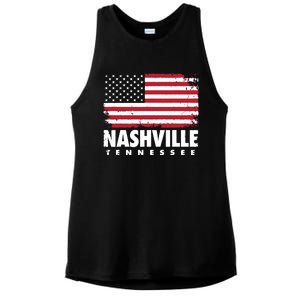 Nashville Tennessee 4th Of July American Flag Usa America Ladies PosiCharge Tri-Blend Wicking Tank