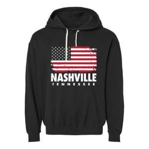 Nashville Tennessee 4th Of July American Flag Usa America Garment-Dyed Fleece Hoodie