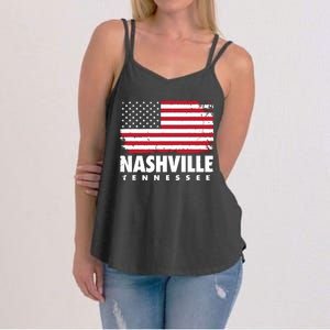 Nashville Tennessee 4th Of July American Flag Usa America Women's Strappy Tank