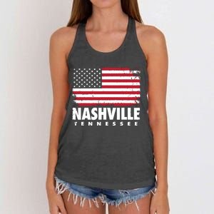 Nashville Tennessee 4th Of July American Flag Usa America Women's Knotted Racerback Tank