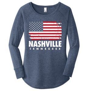 Nashville Tennessee 4th Of July American Flag Usa America Women's Perfect Tri Tunic Long Sleeve Shirt