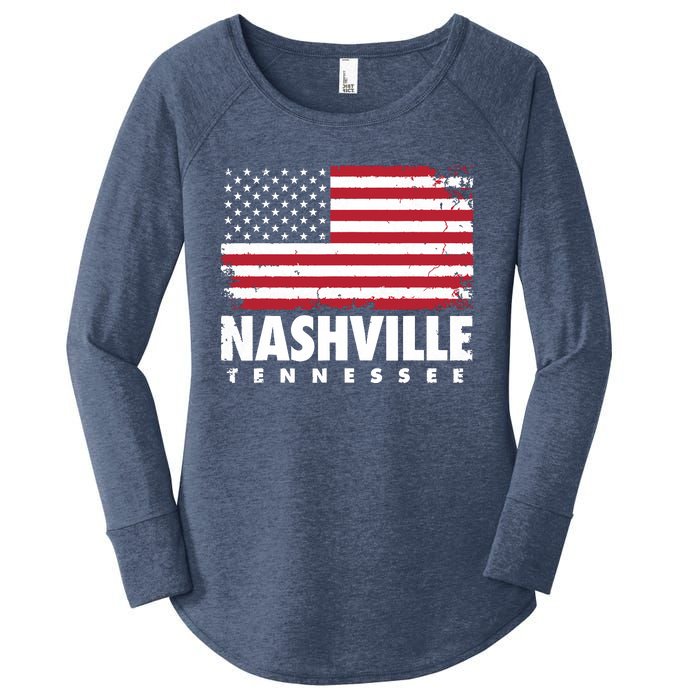 Nashville Tennessee 4th Of July American Flag Usa America Women's Perfect Tri Tunic Long Sleeve Shirt