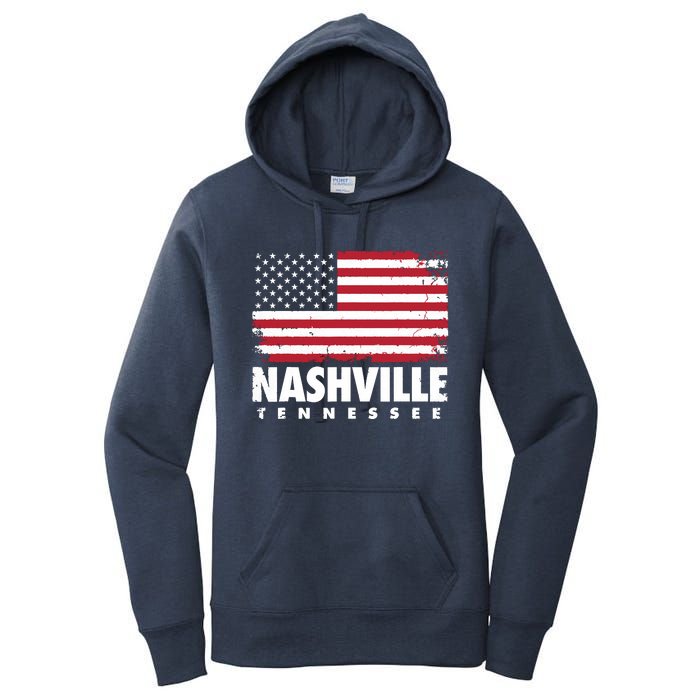 Nashville Tennessee 4th Of July American Flag Usa America Women's Pullover Hoodie