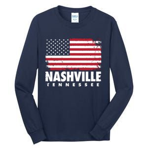 Nashville Tennessee 4th Of July American Flag Usa America Tall Long Sleeve T-Shirt